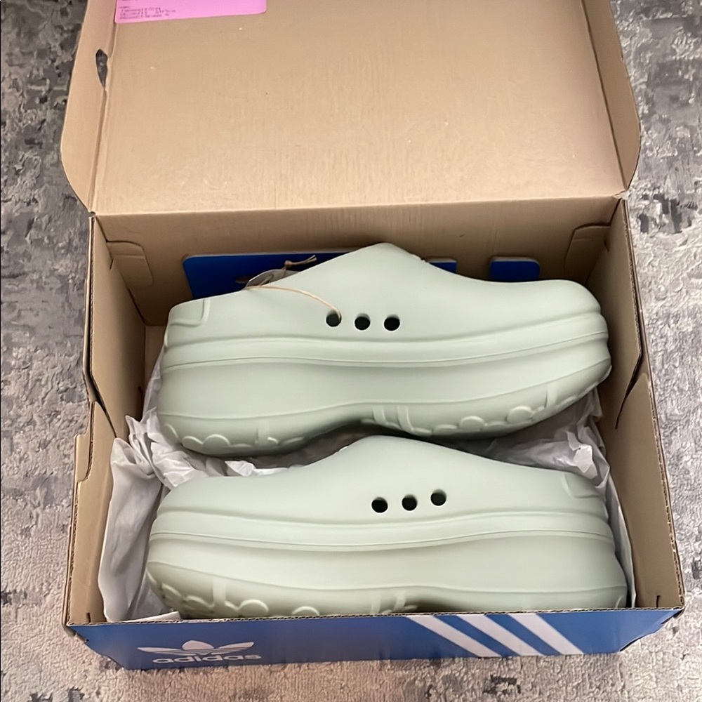 Adidas Mint Green Platform Clogs Nurse shoes